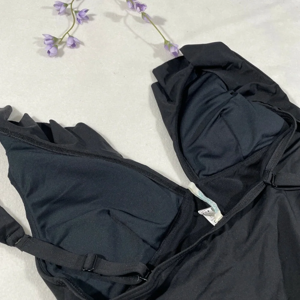 NEW Sea Level [ 6 US ] Ruffle Frill One-Piece Swimsuit in‎ Black